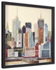 New York City B Skyline Dimensional Collage Framed Wall Art Under Glass Art
