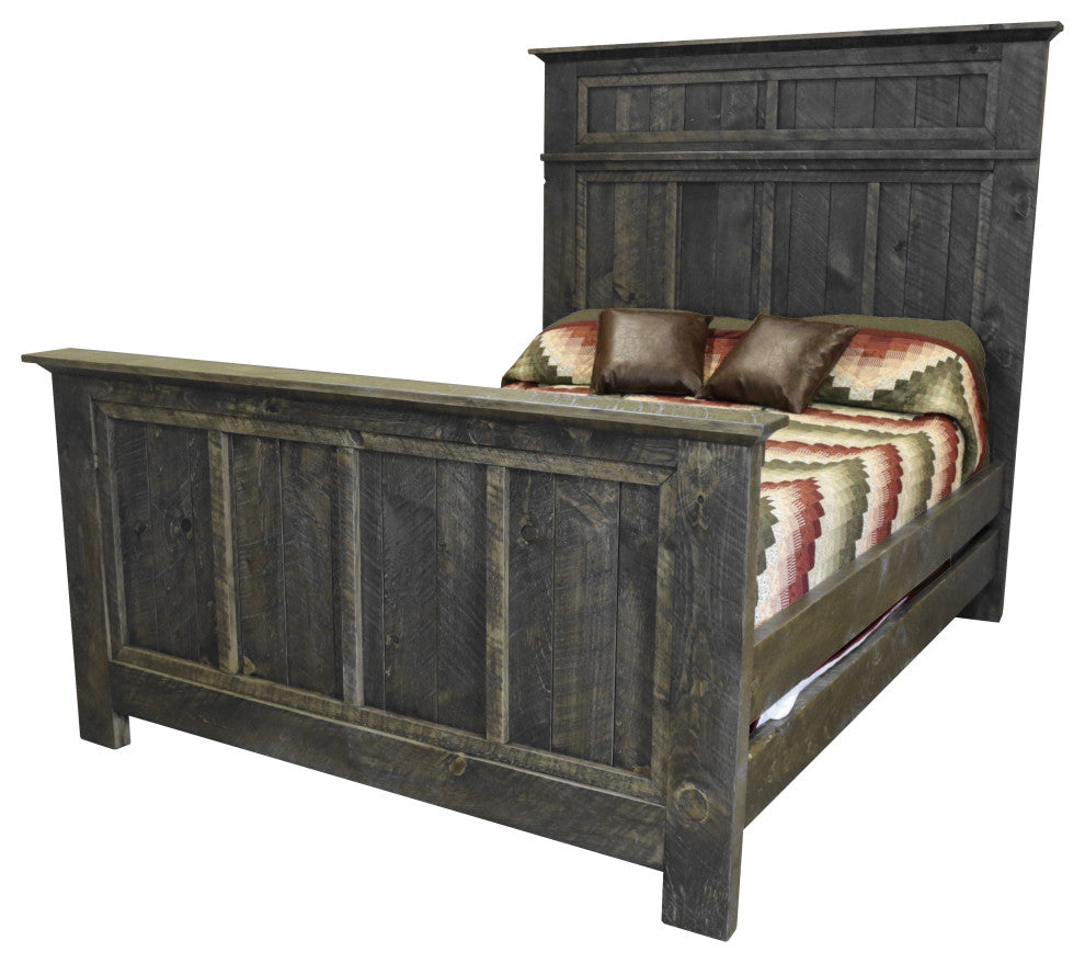 Barnwood Style Timber Peg North River Panel Bed, Weathered Slate, Full