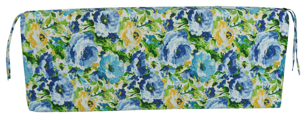 54"X19" Patterned Outdoor Spun Polyester Bench Cushion, Lesandra Sunblue