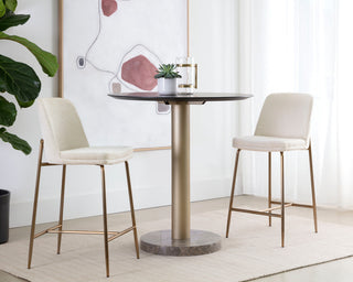Zeke Counter Stool Antique Brass Bergen Ivory