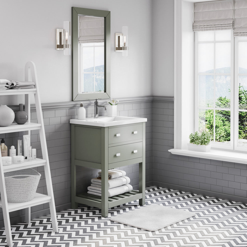 Viola 24" Integrated Ceramic Sink Top Vanity, Glacial Green, Vanity With Faucet