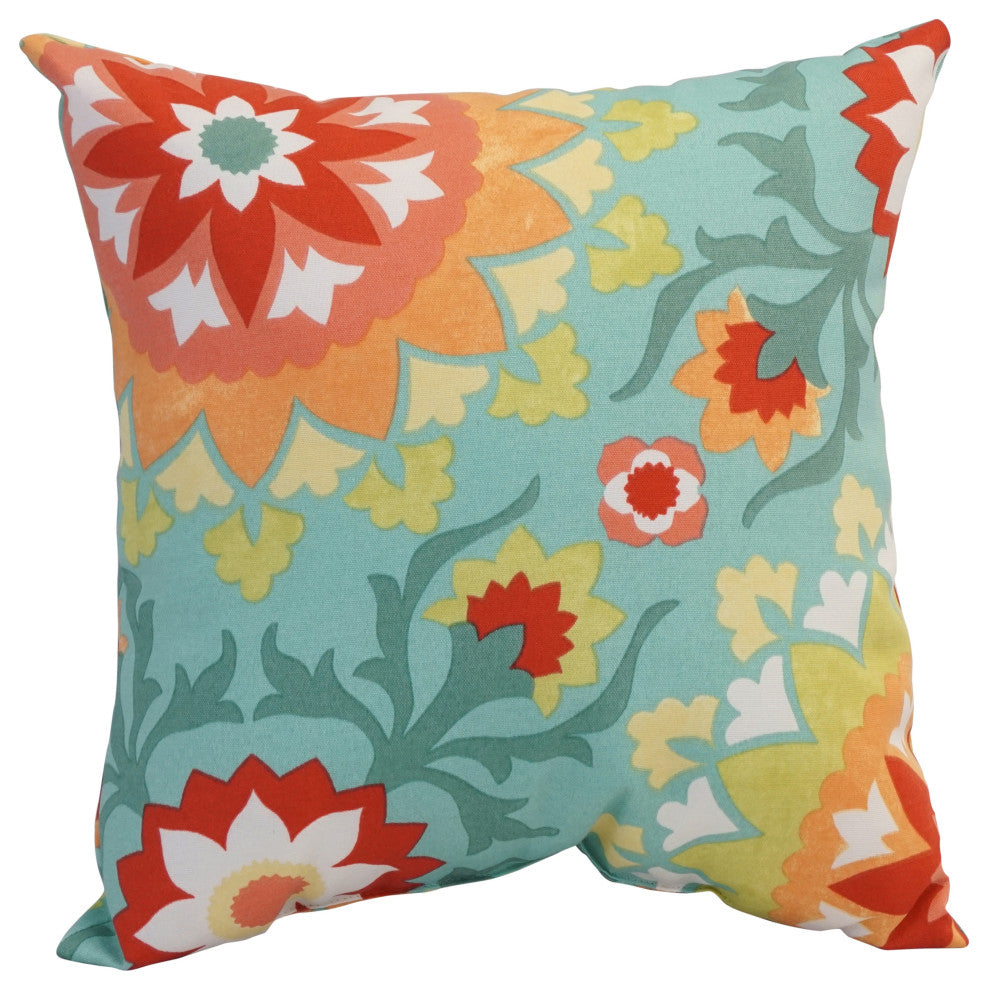 17" Square Polyester Outdoor Throw Pillows, Set of 4, Cynfael Sea