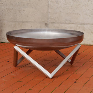 Memel Modern Outdoor Stainless Steel Fire Pit, Large 31"