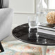 Sofa Side Table, Round, Black White, Artificial Marble, Metal, Modern