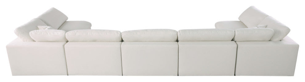 Plush Velvet / Down Standard Comfort 7-Piece U-Shaped Modular Sectional, Cream