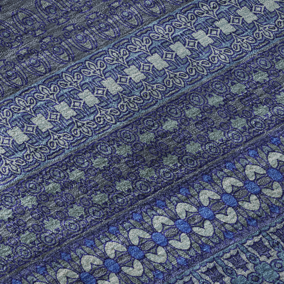 Premium Machine Washable Mayfield AMF527 Navy 10' x 14' Rug