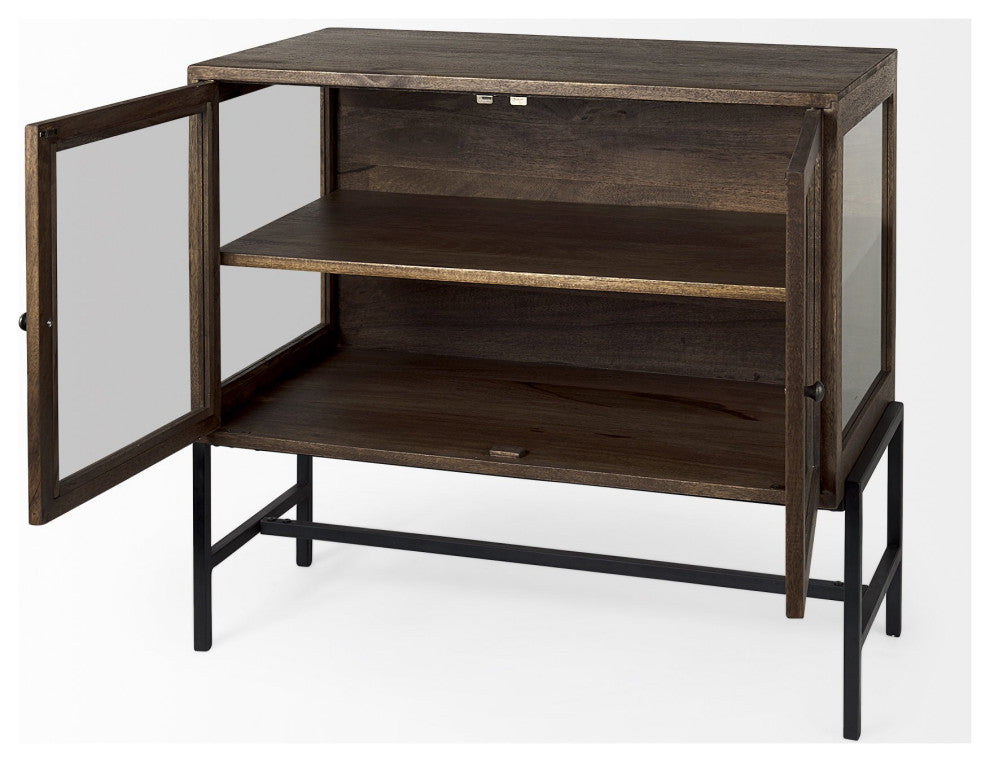 Rustic Dark Brown Two Door Shadowbox Cabinet