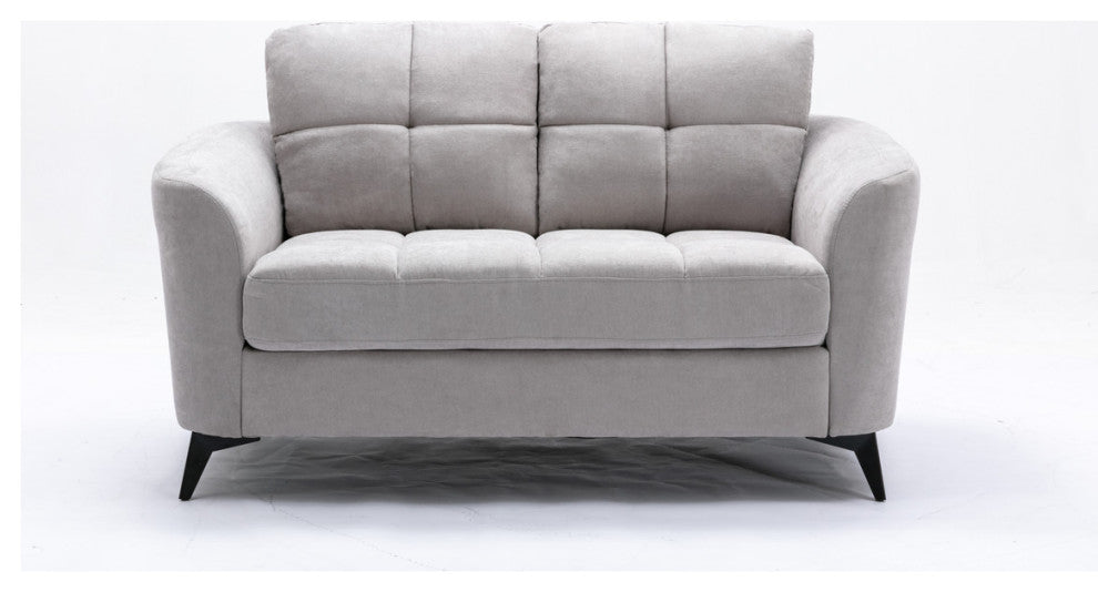 Callie Woven Fabric Loveseat, Light Gray