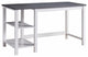 Modern Farmhouse Desk, Large Top & Side Open Shelves, White Oak/Distressed Grey