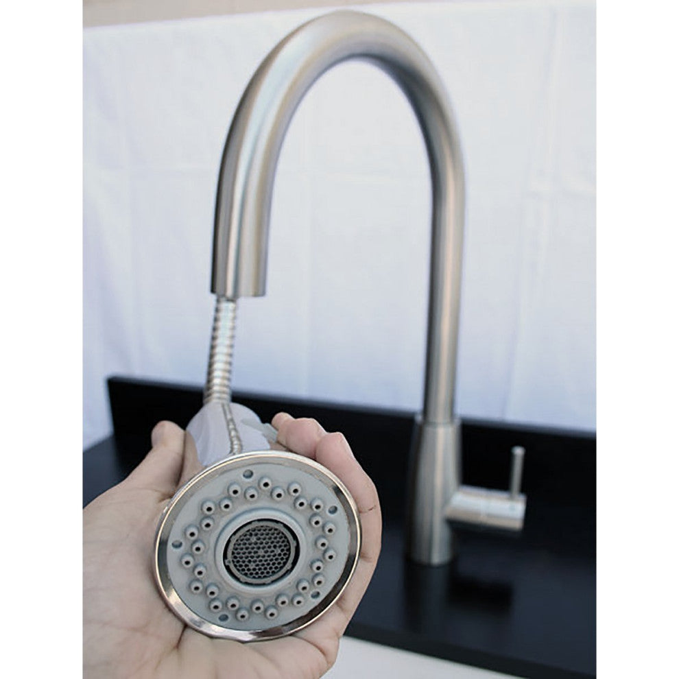 AB2034-BSS Solid Brushed Stainless Steel Pull Down Single Hole Kitchen Faucet
