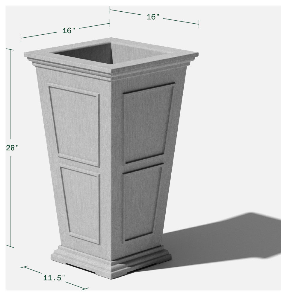 Brixton Tall Planter, 28", Gray, 28 Inch, 2 Pack