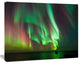 Green Northern Lights Aurora, Large Abstract Canvas Wall Art, 20"x12"