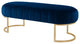 53" Navy Blue And Gold Upholstered Velvet Bench