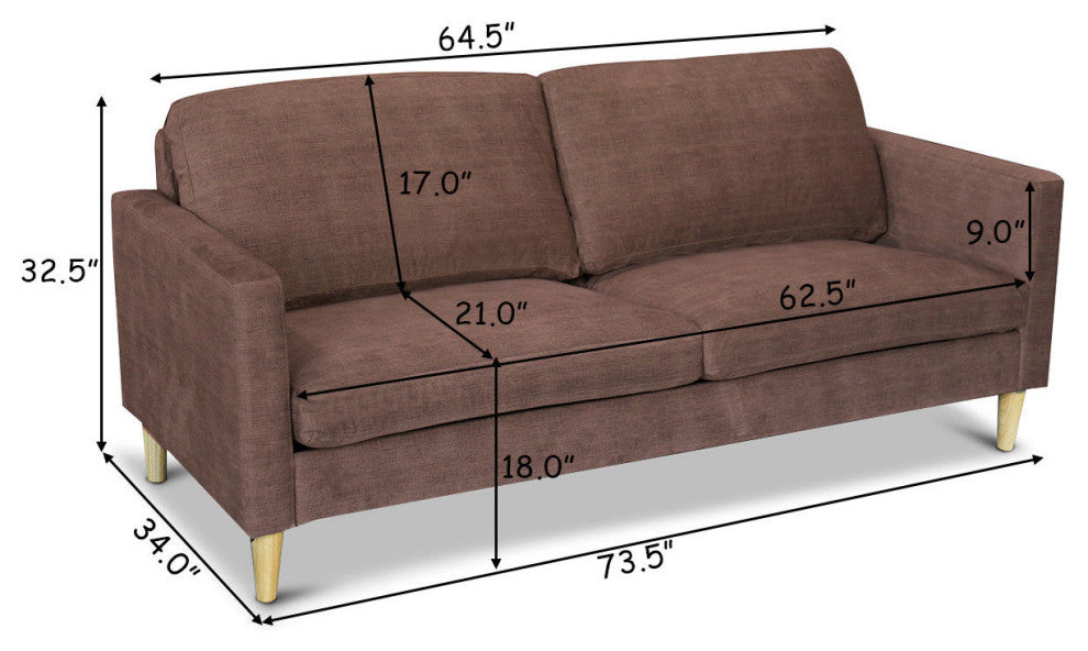Costway Modern Fabric Couch Sofa Love Seat Upholstered Bed Lounge 2-Seater New