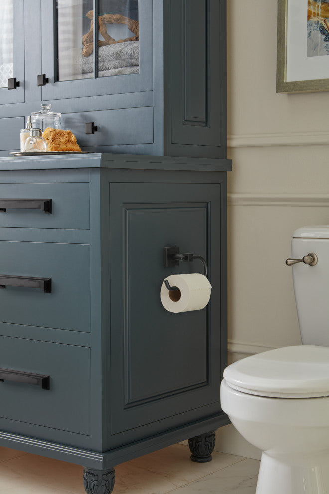 Amerock Appoint Traditional Single Post Toilet Paper Holder, Matte Black