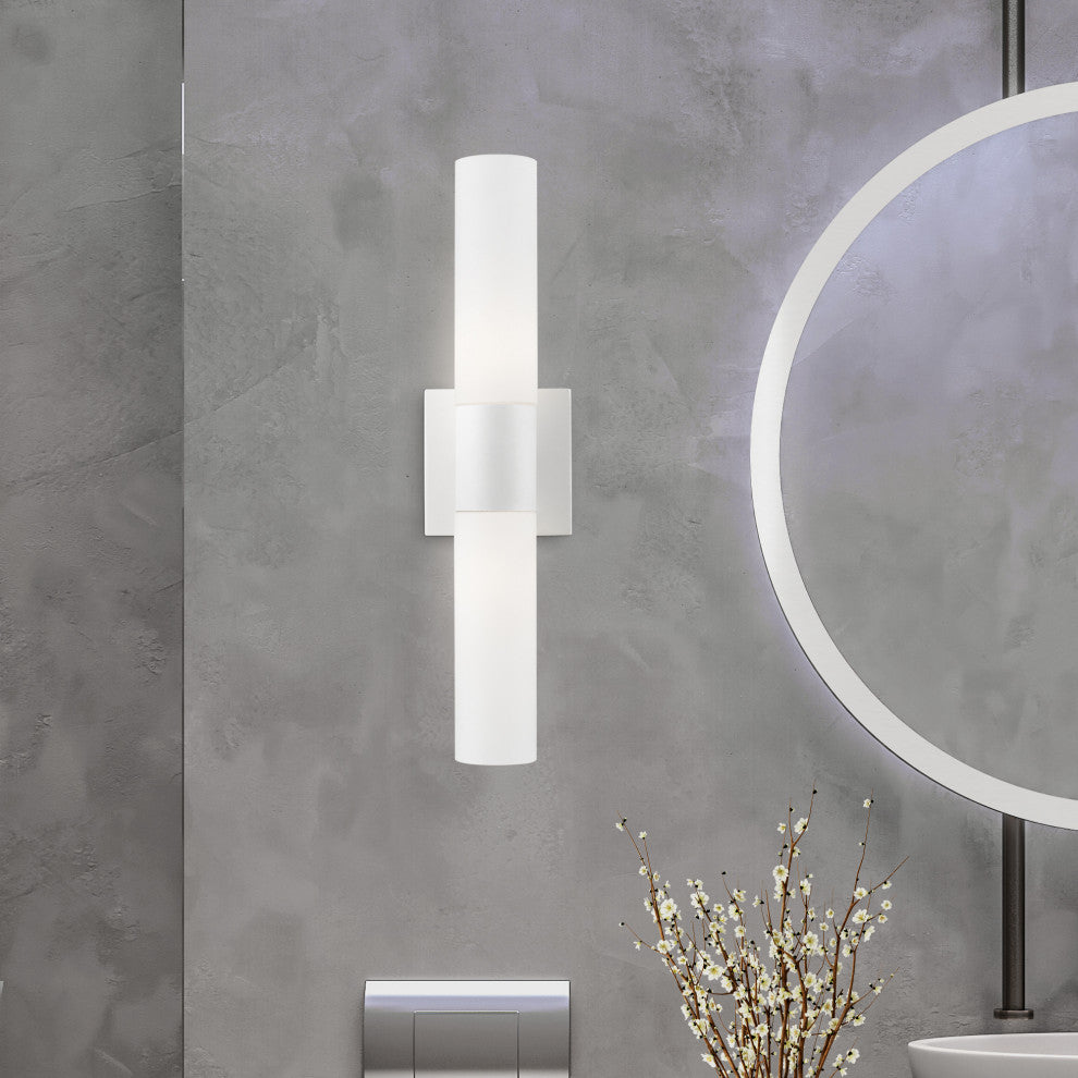 Aero 2 Light White With Brushed Nickel Accent ADA Vanity Sconce