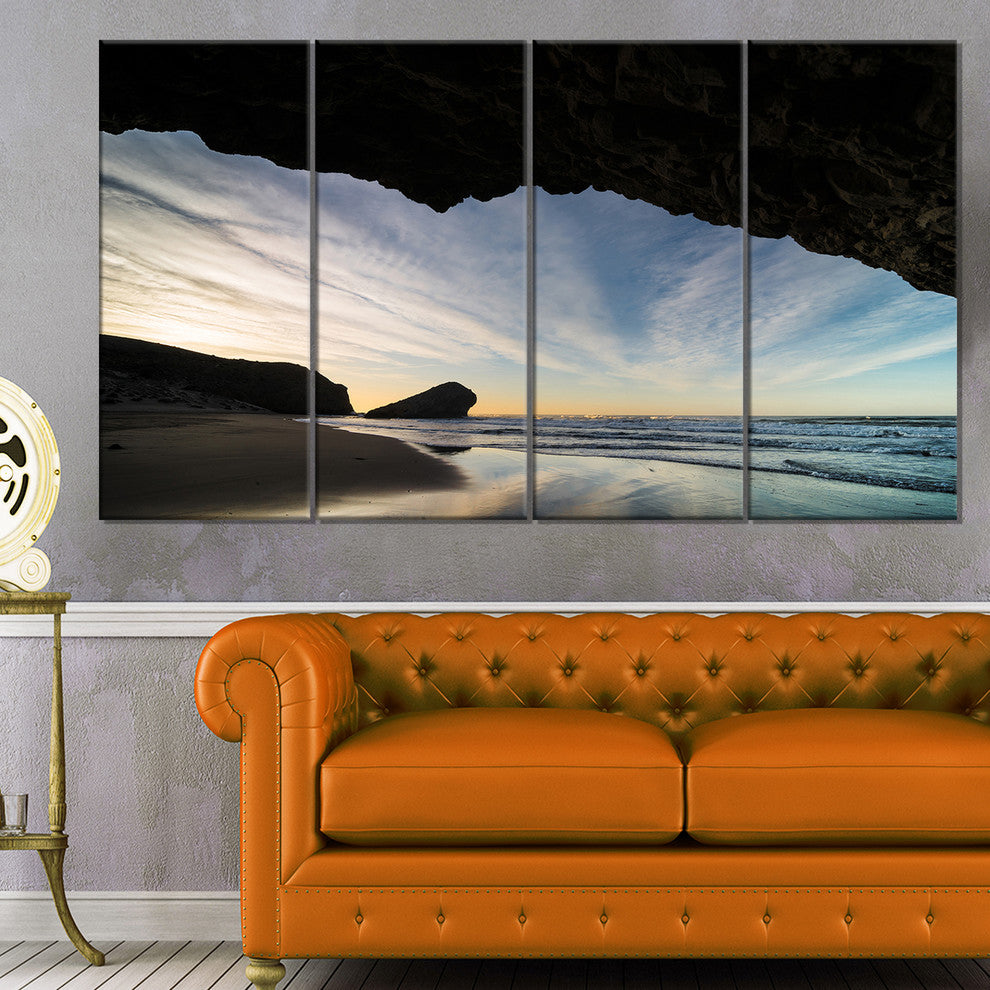 Monsul Beach during Sunset, Large Seashore Canvas Art Print, 48"x28", 4 Panels