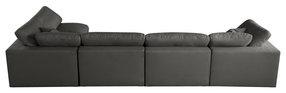 Plush Velvet / Down Standard Comfort L-Shaped Modular Sectional, Gray, 5-Piece: 3 Armless Chair, 2 Corner Chair
