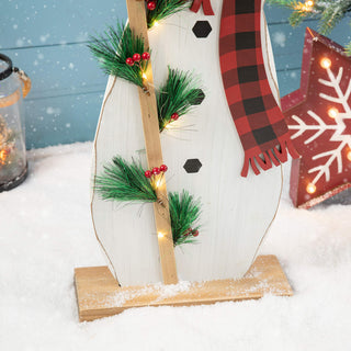 36"H Lighted Wooden Snowman Porch Decor, Snowman