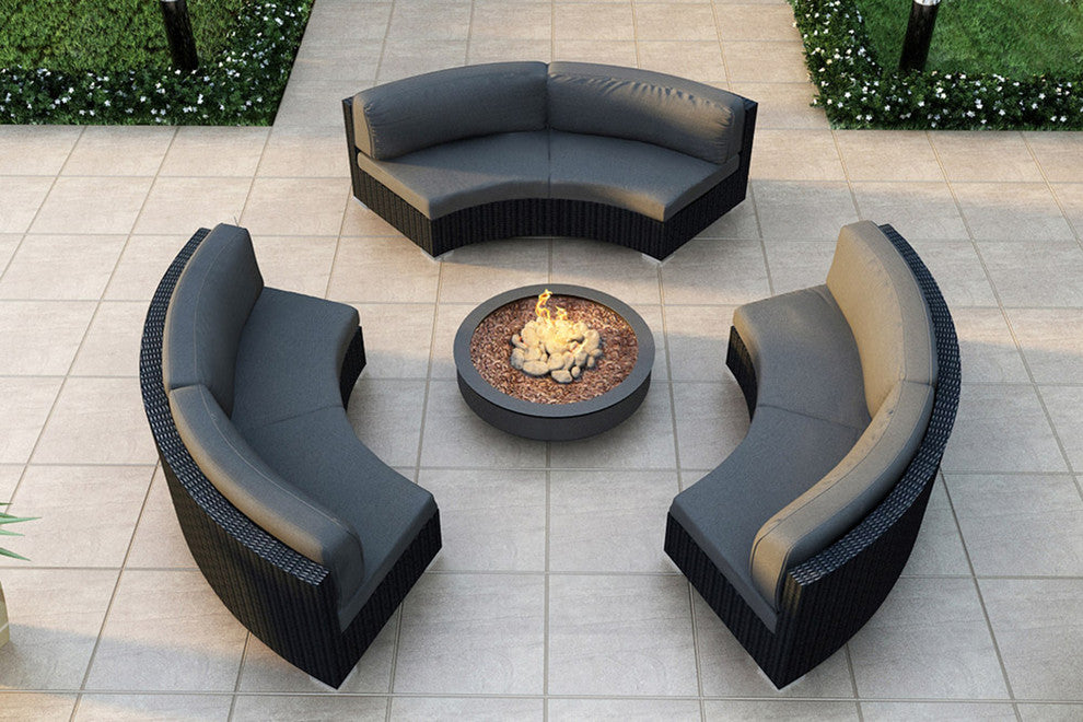 Urbana 3 Piece Curve Sectional Set, Canvas Charcoal