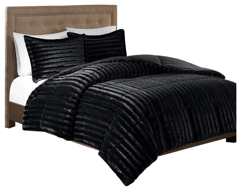 Madison Park Duke Dux Faux Fur 3-Piece Comforter Mini Set