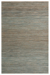 Crest Turquoise Rustic Striped Handmade Jute/Wool Blend Area Rug, 9' x 12'