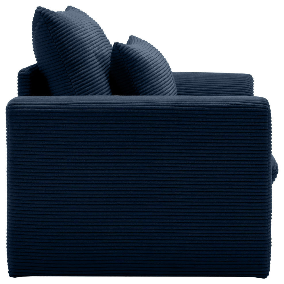 Gewnee Beige Corduroy Deep Seat Single Sofa Accent Chair, Blue