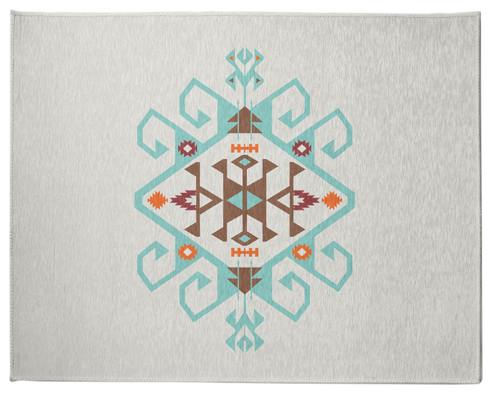 Southwest Medallion Spring Chenille Rug, Light Blue, 8'x10'