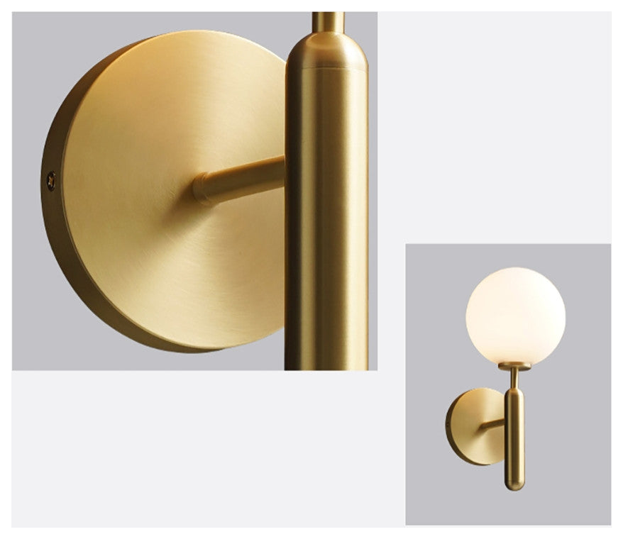 Decorica White and Gold LED Glass Globe Indoor Wall Sconce