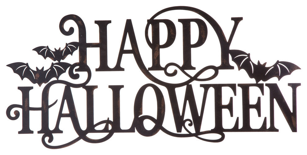23.94" Metal Happy Halloween Wall Sign