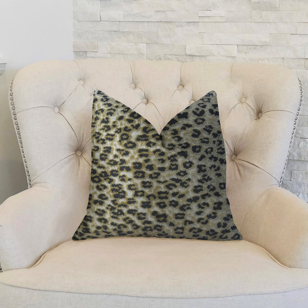 Wild Cheetah Taupe and Black Handmade Luxury Pillow, 18"x18"