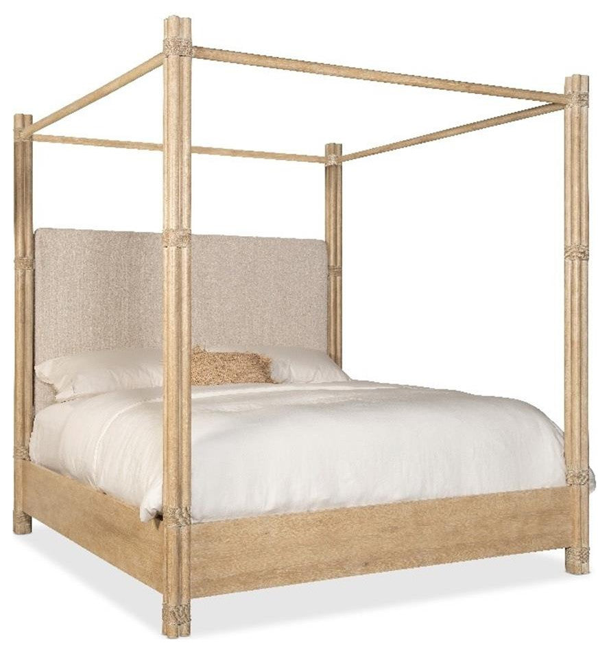 Retreat Cal King Fabric Upholstered Poster Bed in Beige by Hooker Furniture