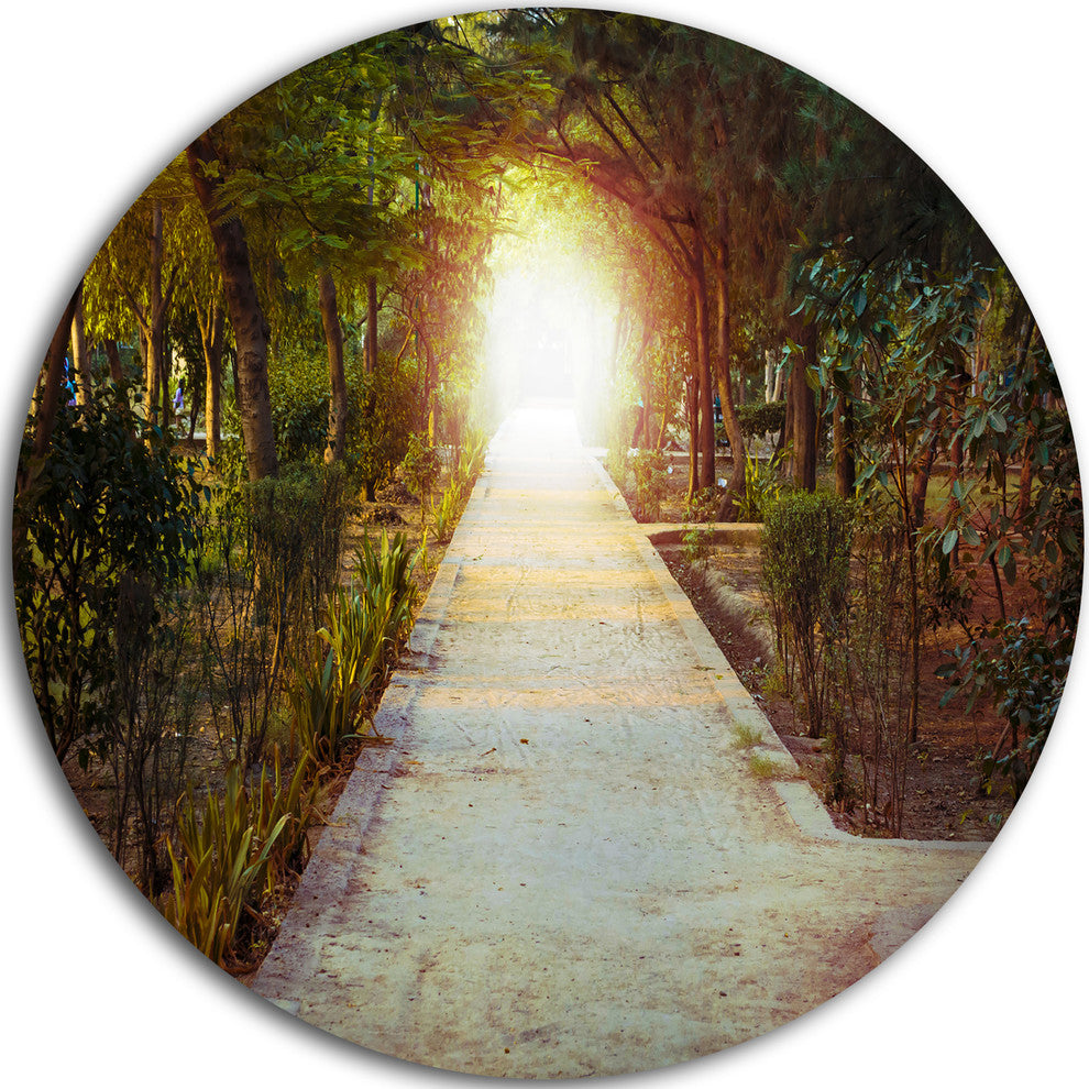 Path To Magical Mystery Woods, Landscape Photo Disc Metal Wall Art, 11"
