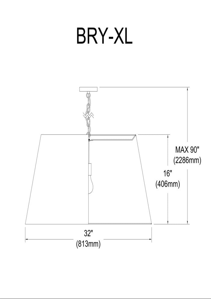 1 Light Brynn Extra Large Pendant, White Shade, White