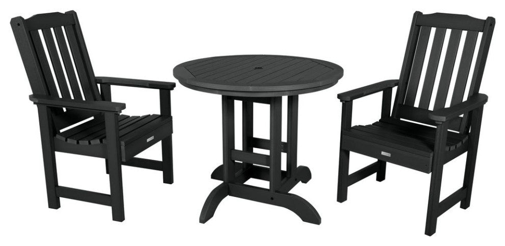Lehigh 3-Piece Round Dining Set, Black