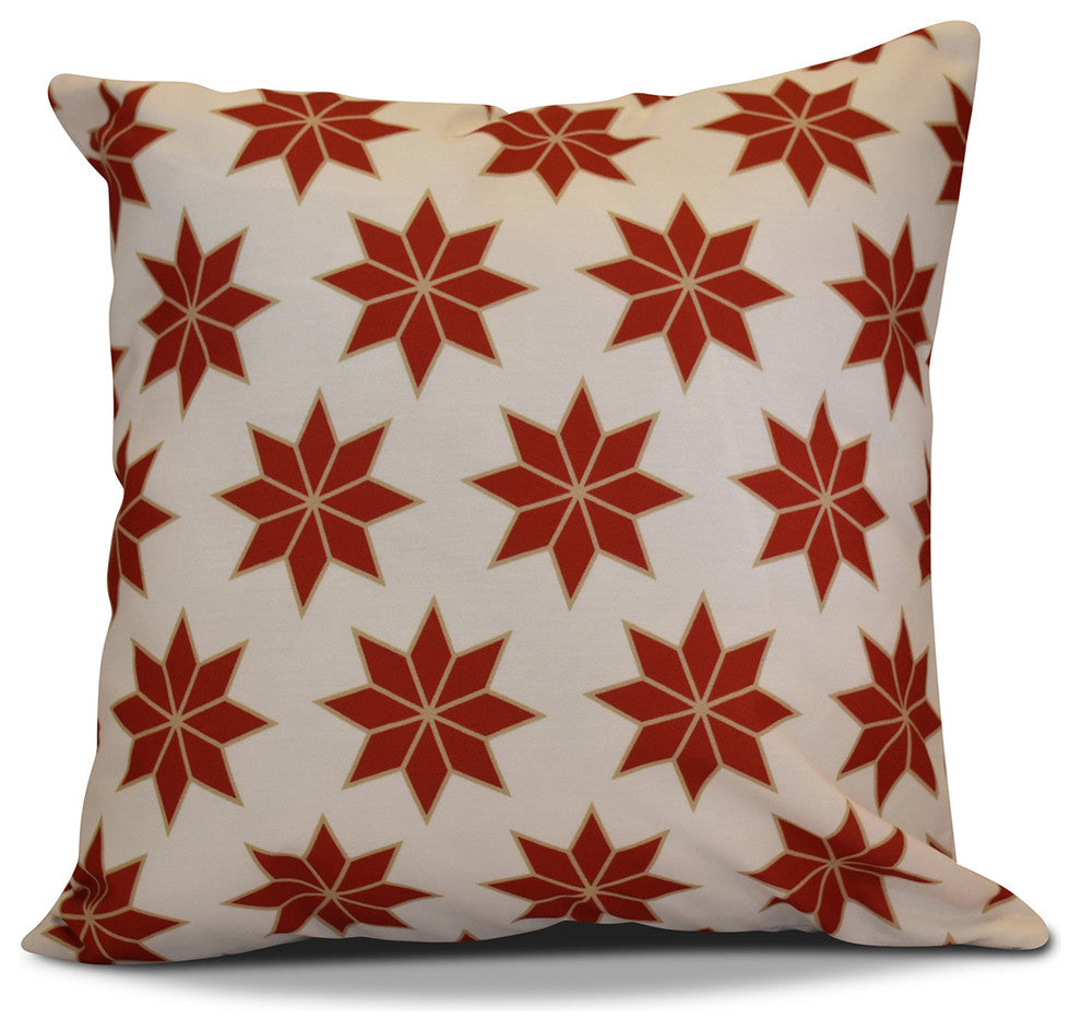 Decorative Holiday Pillow Geometric Print, Red, 16"x16"