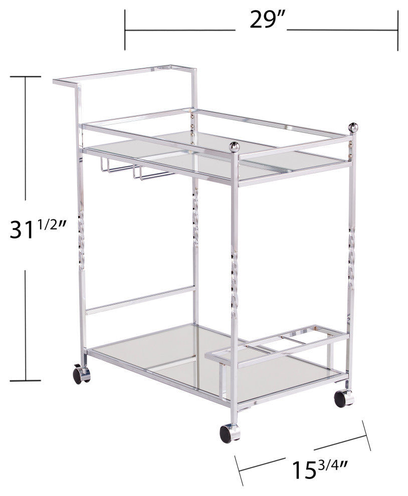 Heidi Metal Mirrored Bar Cart - Chrome