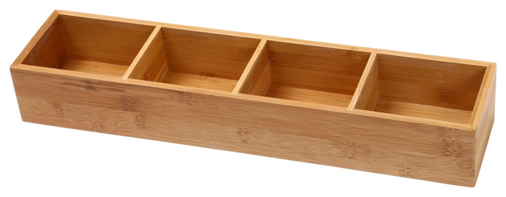 YBM HOME Bamboo 4 Compartment Organizer Tray for Drawers