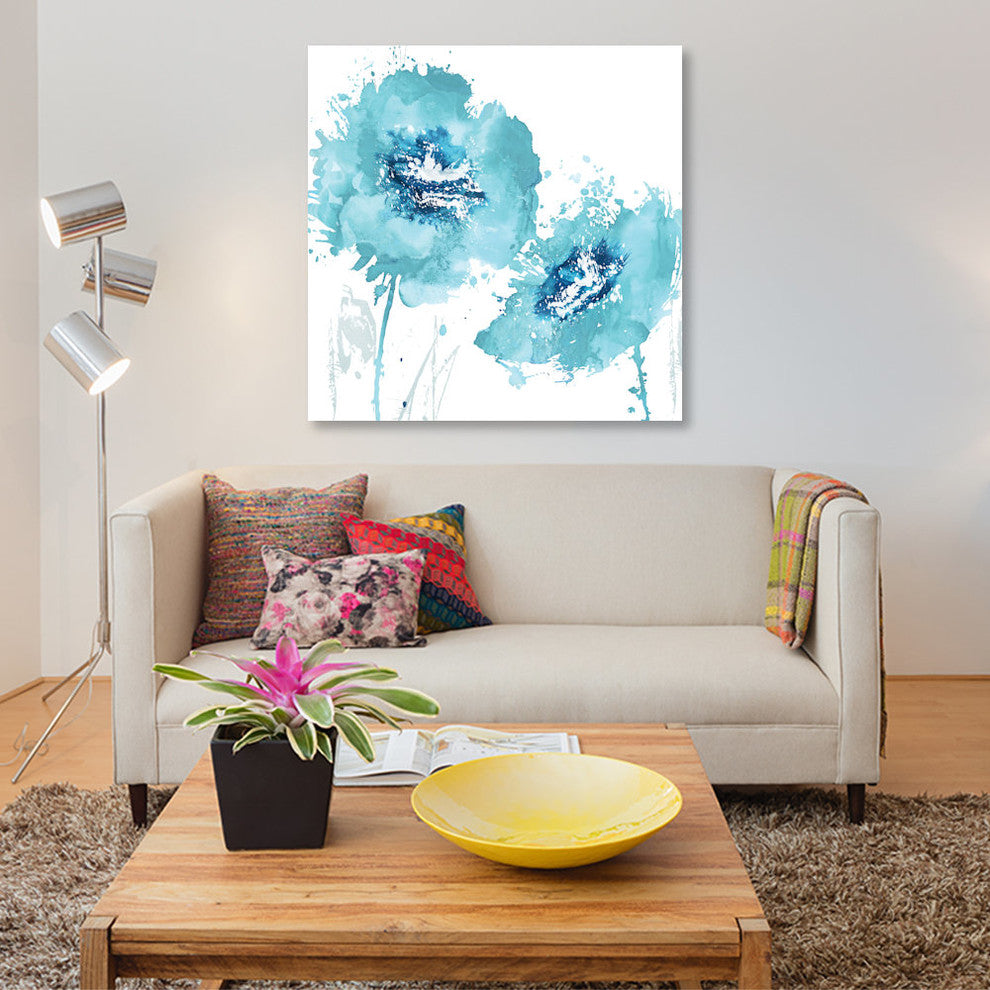 "Flower Burst In Aqua II" by Vanessa Austin, Canvas Print, 12x12"