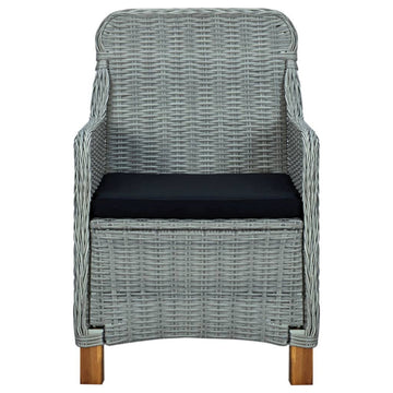 vidaXL Patio Chairs 2 Pcs Dining Chair with Cushions Poly Rattan Light Gray