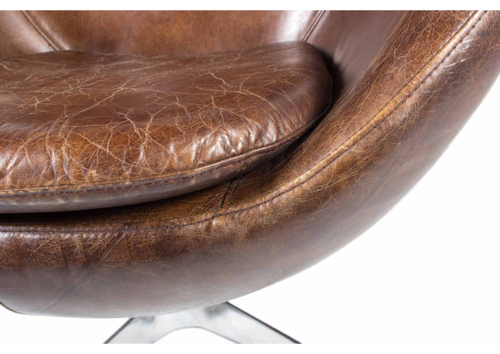 First of A Kind St Anne Swivel Club Chair Cappuccino Brown Leather