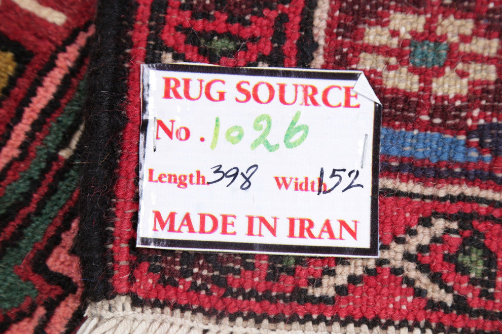 Consigned, Vintage Oriental Traditional Persian Hand-Knotted Area Rug, Red, 5x13
