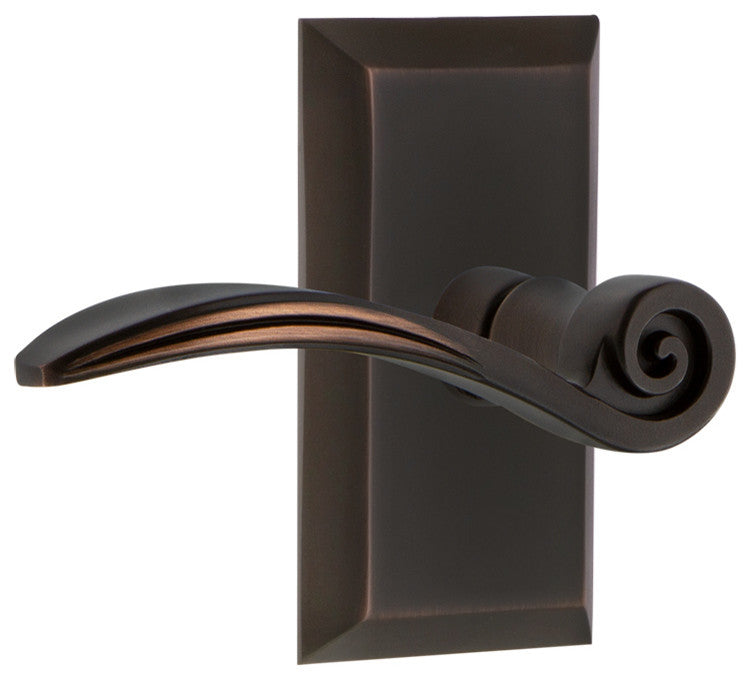 Studio Plate With Swan Lever, Timeless Bronze, Privacy, Left-Handed