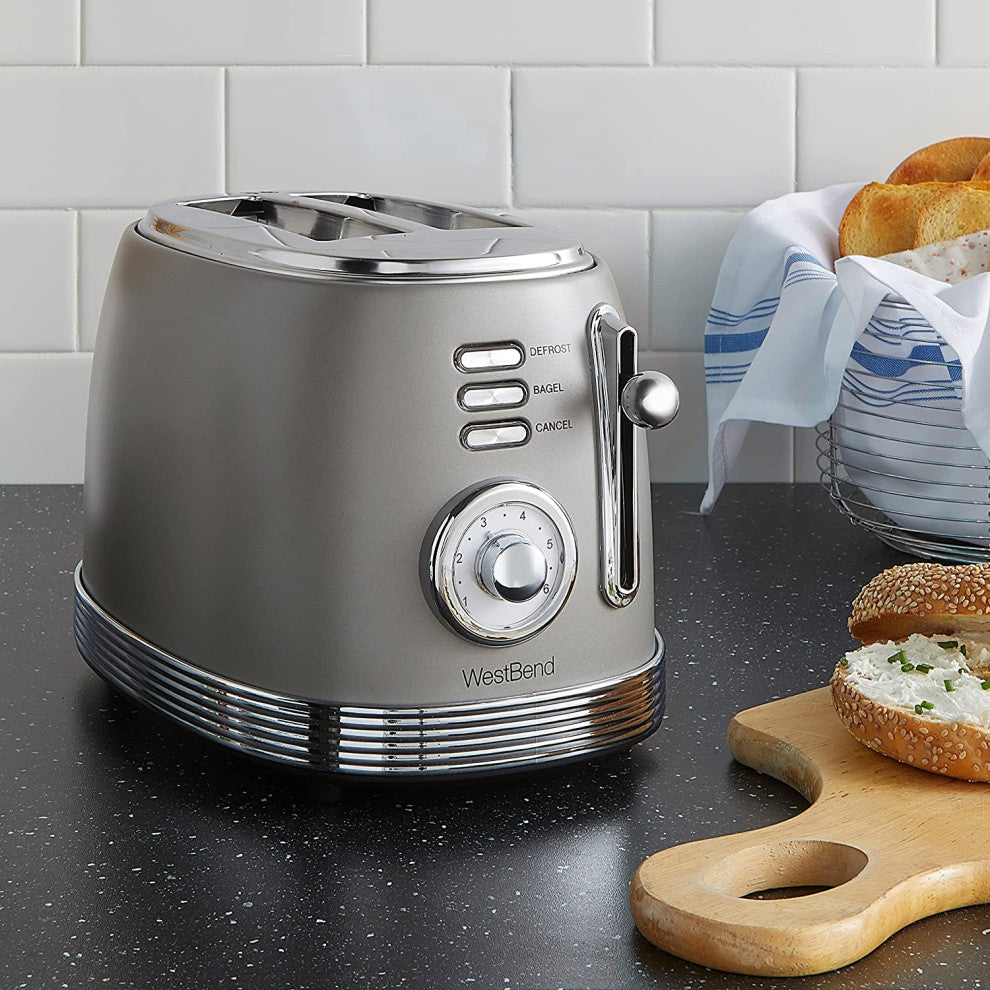West Bend Toaster 2 Slice Retro-Styled Stainless Steel with 4 Functions and 6 S