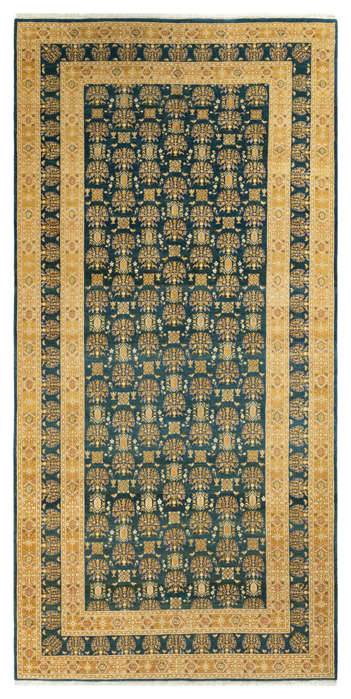 Mogul, One-of-a-Kind Hand-Knotted Runner Green, 6'2"x12'9"
