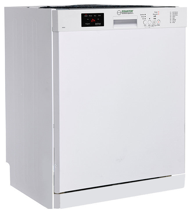Equator-Europe 24" Built in 14 place Energy Star Dishwasher with 8 Wash Programs, White