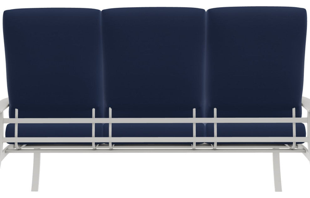 Belle Isle Cushion 3-Seat Outdoor Sofa, Navy/Snow