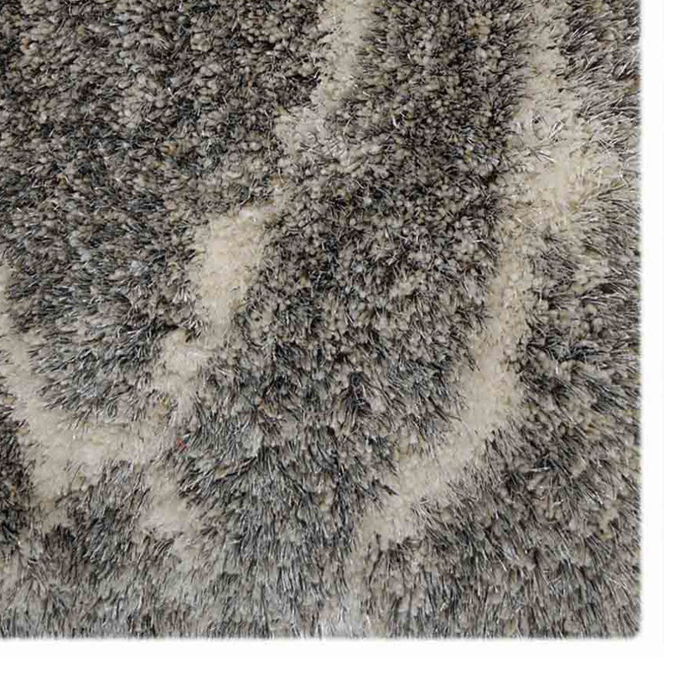 HAND TUFTED SHAG POLYESTER ECO-FRIENDLY AREA RUGS -  Gray White Color, Geometric
