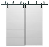 Barn Bypass Doors 56 x 84, Planum 0770 Painted White, 6.6' Rail
