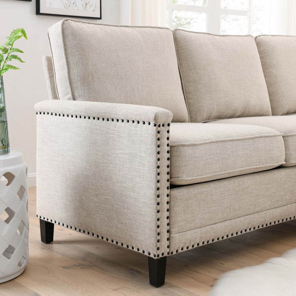Sofa, Fabric, Beige, Modern, Living Lounge Room Hotel Lobby Hospitality